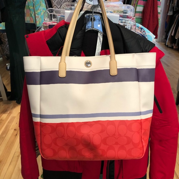 Coach Handbags - Coach Tote striped